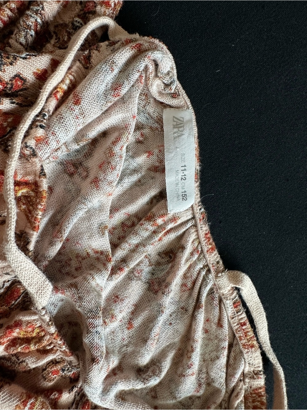Zara Kids 12 years Cream & Rust Paisley Smocked Skirt and crop top Set - Picture 5 of 7
